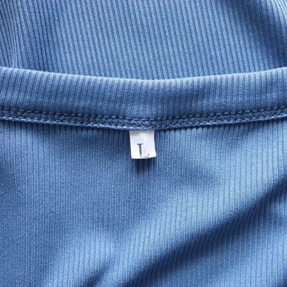 Unbranded Women's Large Blue Sleeveless Ribbed Racerback Buttoned Crew Tank Top - Picture 8 of 10